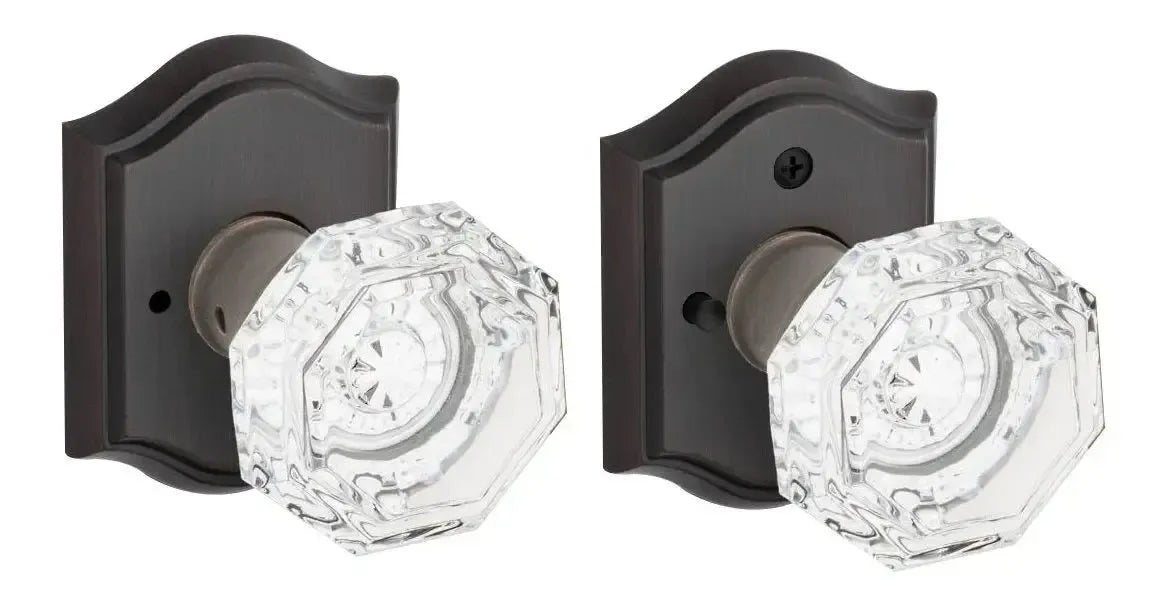 Baldwin Crystal Knob with Traditional Arch Rosette in Venetian Bronze finish