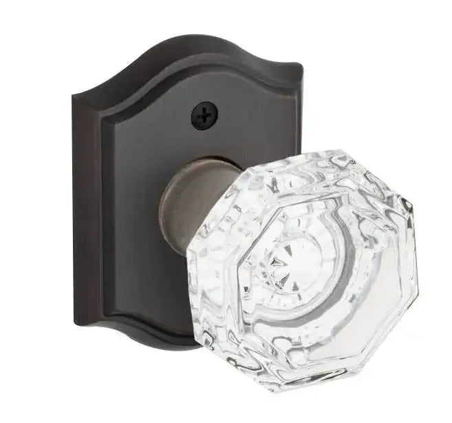 Baldwin Crystal Knob with Traditional Arch Rosette in Venetian Bronze finish