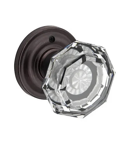 The Baldwin Reserve Crystal Knob with Traditional Round Rosette in Venetian Bronze finish.