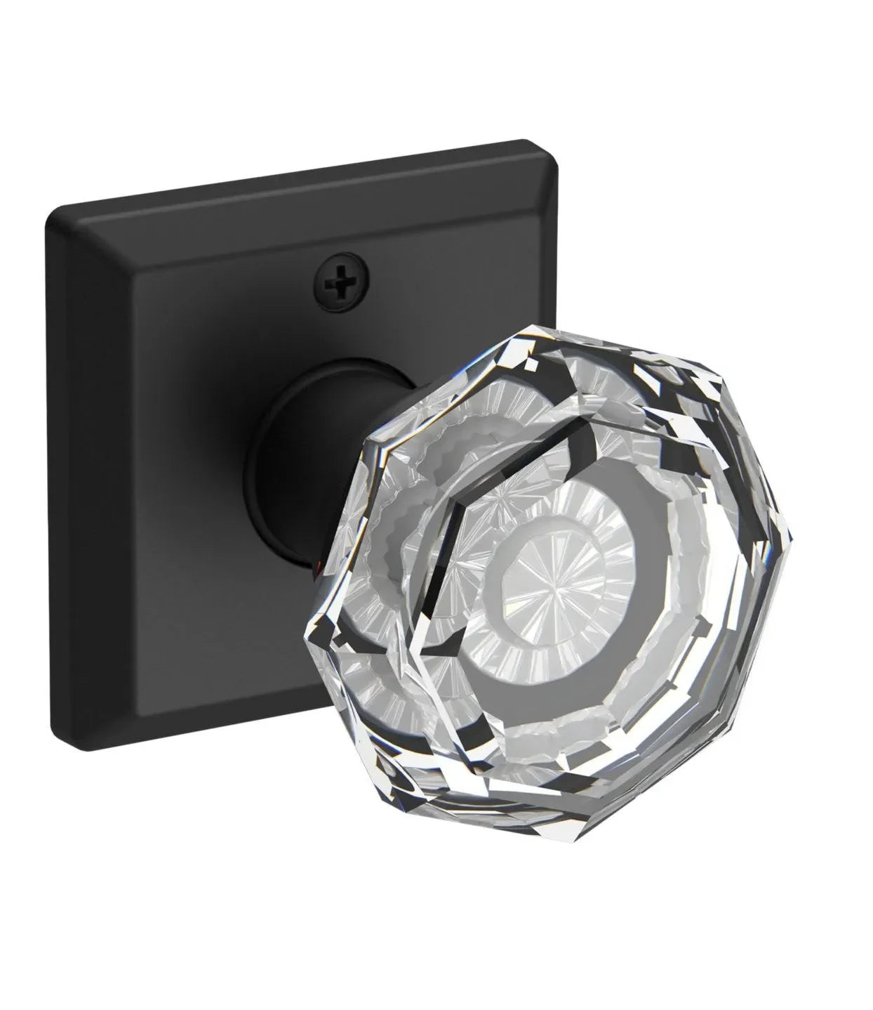 Baldwin Crystal Knob with Traditional Square Rosette Satin Black