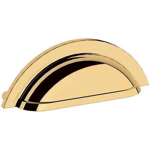 Baldwin Estate Cup Pull 4" in Lifetime Polished Brass finish