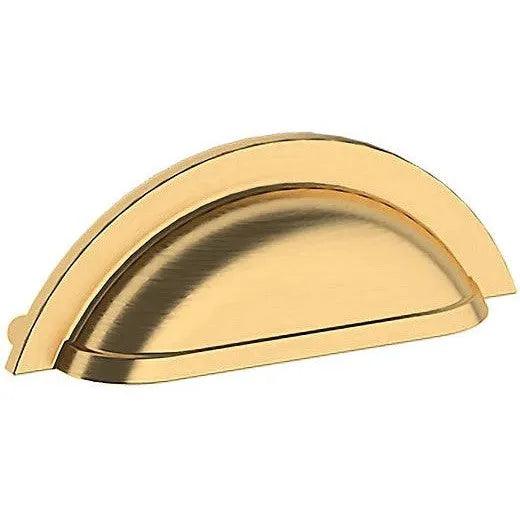 Baldwin Estate Cup Pull 4" in Lifetime Satin Brass finish