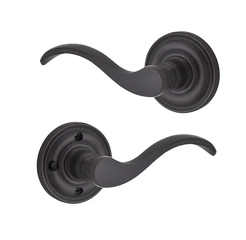 Baldwin Curve Lever with Traditional Round Rosette in Venetian Bronze finish