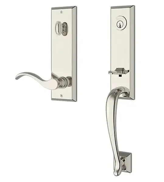 Baldwin ReserveBaldwin Del Mar Handleset with Interior Curve Lever with Square Bevel Rosette in 