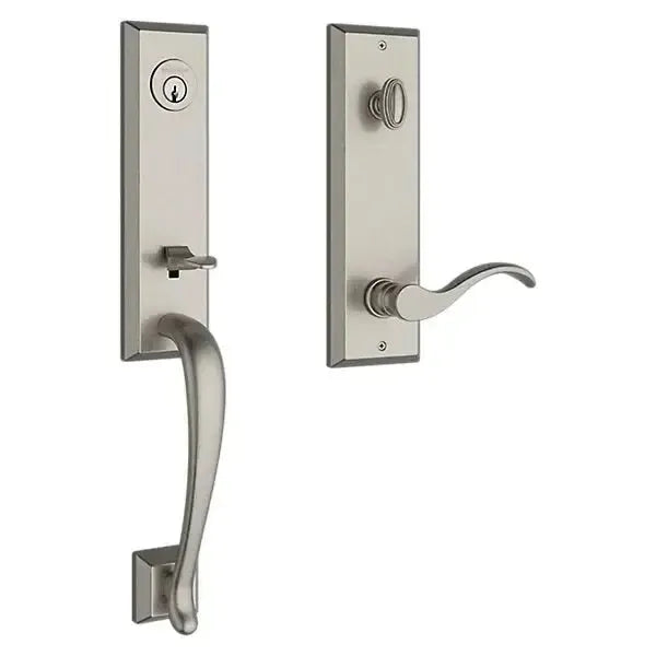 Baldwin ReserveBaldwin Del Mar Handleset with Interior Curve Lever with Square Bevel Rosette in 