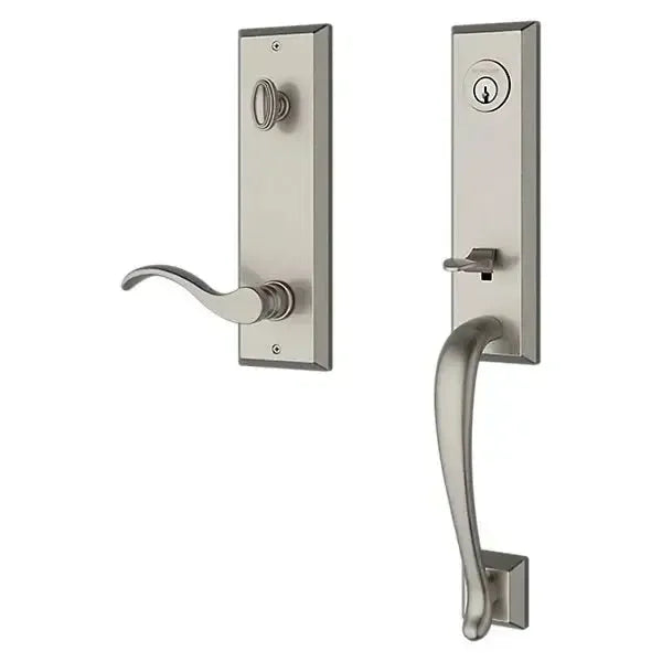 Baldwin ReserveBaldwin Del Mar Handleset with Interior Curve Lever with Square Bevel Rosette in 