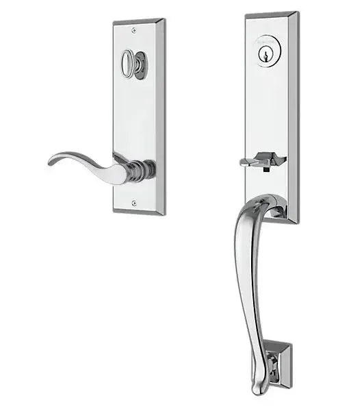 Baldwin ReserveBaldwin Del Mar Handleset with Interior Curve Lever with Square Bevel Rosette in 