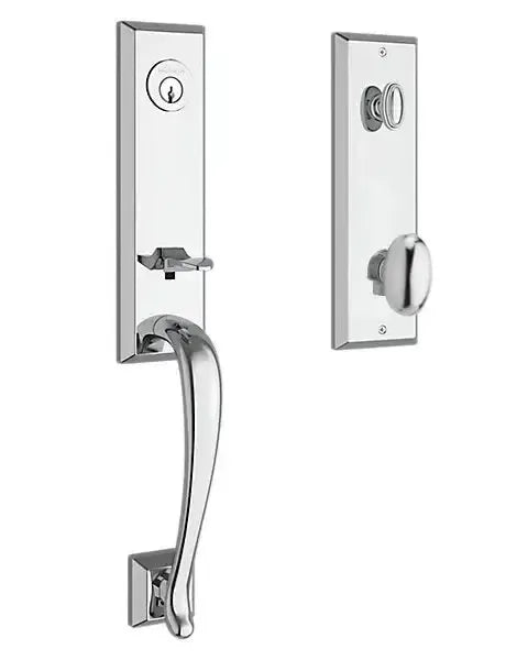 Baldwin ReserveBaldwin Del Mar Handleset with Interior Ellipse Knob with Square Bevel Rosette in 