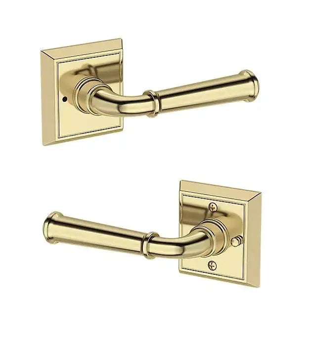 Baldwin Dunsmoor Lever with Chamfered Square Rosette in Non-Lacquered Brass finish