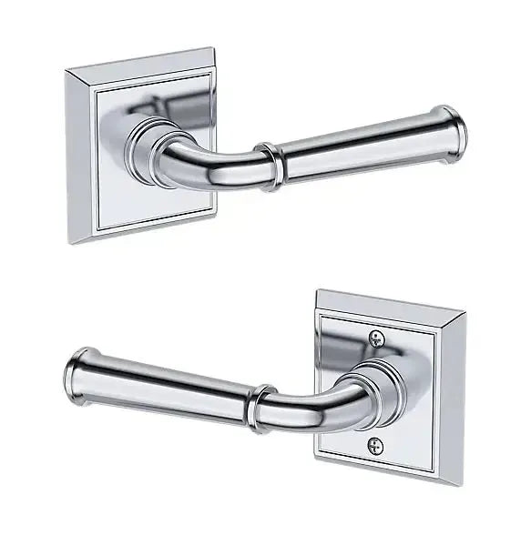 Baldwin Dunsmoor Lever with Chamfered Square Rosette in Polished Chrome finish