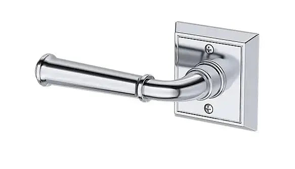 Baldwin Dunsmoor Lever with Chamfered Square Rosette in Polished Chrome finish