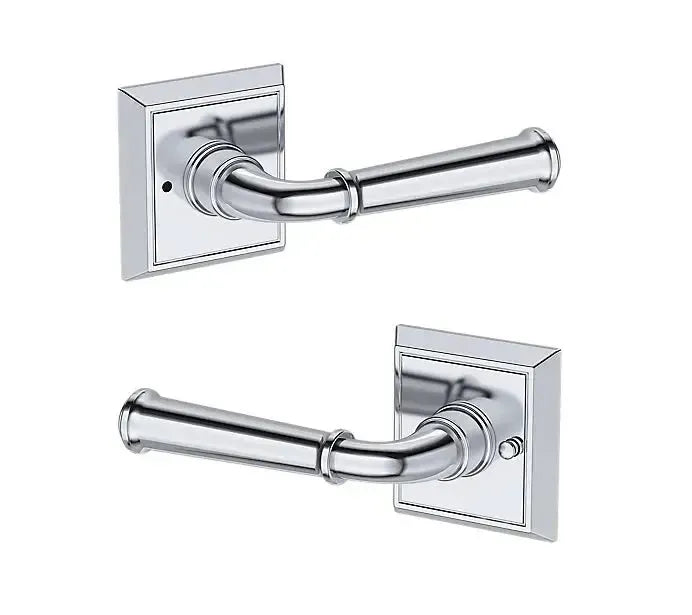 Baldwin Dunsmoor Lever with Chamfered Square Rosette in Polished Chrome finish
