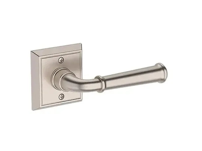 Baldwin Dunsmoor Lever with Chamfered Square Rosette in Satin Nickel finish