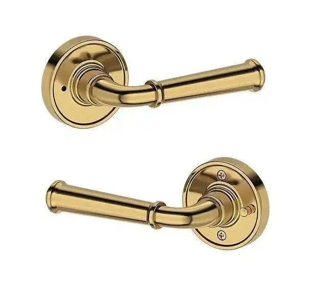 Baldwin Dunsmoor Lever with Recessed Round Rosette in Lifetime Polished Brass finish