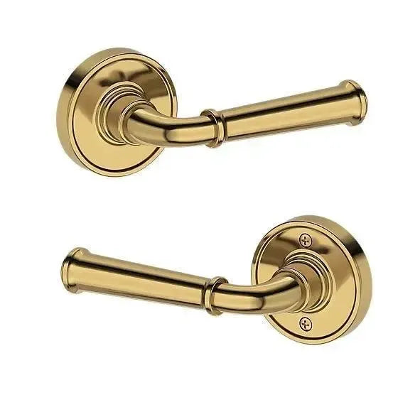 Baldwin Dunsmoor Lever with Recessed Round Rosette in Lifetime Polished Brass finish