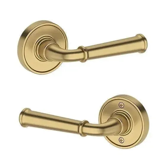 Baldwin Dunsmoor Lever with Recessed Round Rosette in Lifetime Satin Brass finish