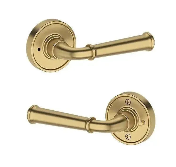 Baldwin Dunsmoor Lever with Recessed Round Rosette in Lifetime Satin Brass finish