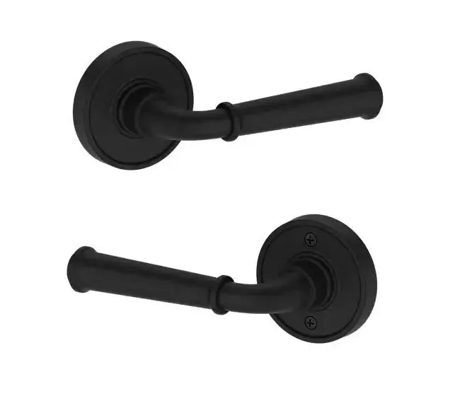 Baldwin Dunsmoor Lever with Recessed Round Rosette in Satin Black finish