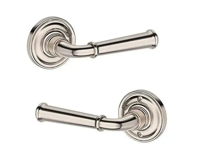 Baldwin Dunsmoor Lever with Traditional Round Rosette in Lifetime Polished Nickel finish