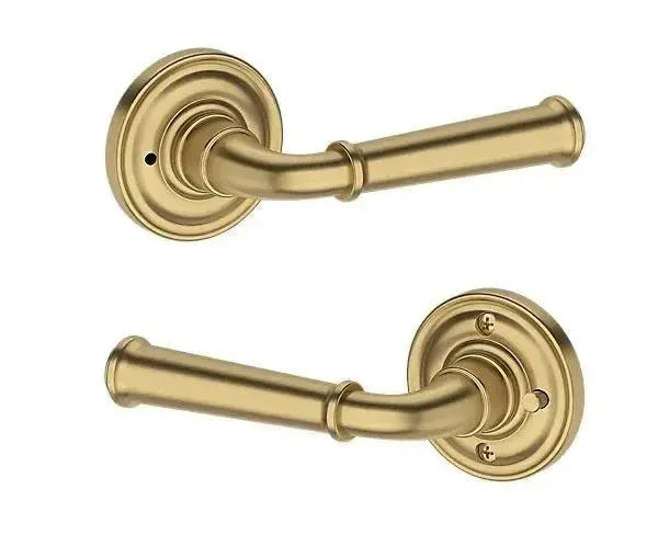 Baldwin Dunsmoor Lever with Traditional Round Rosette in Lifetime Satin Brass finish