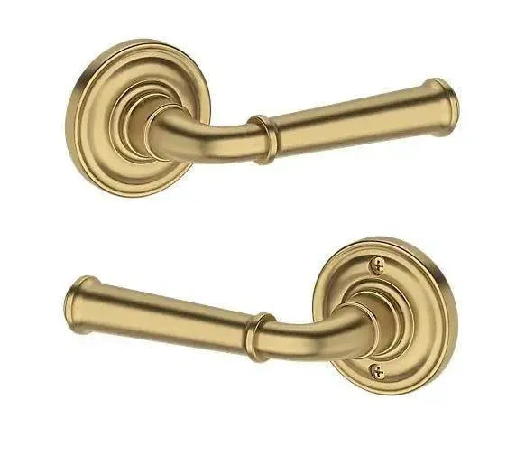 Baldwin Dunsmoor Lever with Traditional Round Rosette in Lifetime Satin Brass finish