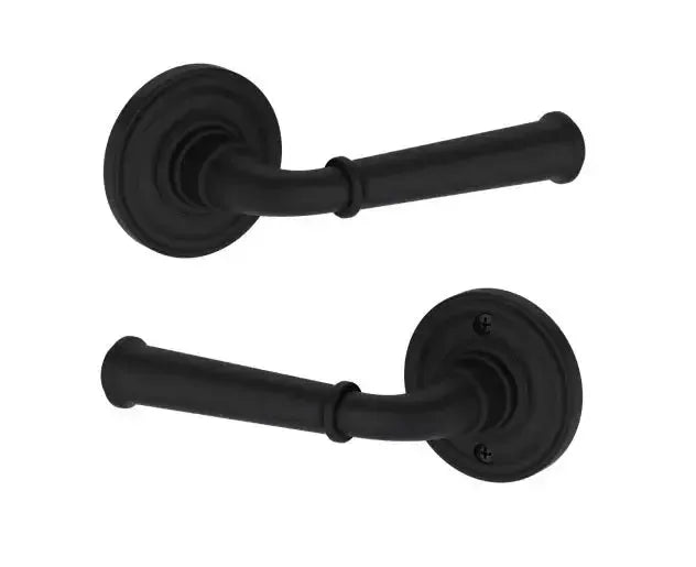 Baldwin Dunsmoor Lever with Traditional Round Rosette in Satin Black finish