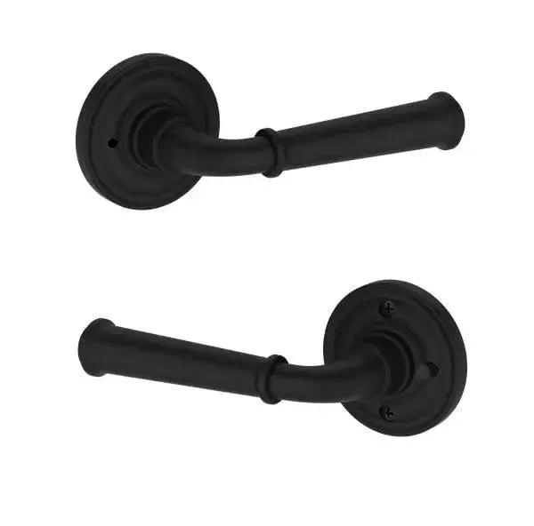 Baldwin Dunsmoor Lever with Traditional Round Rosette in Satin Black finish