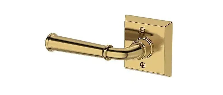 Baldwin Dunsmoor Lever with Traditional Square Rosette in Lifetime Polished Brass finish