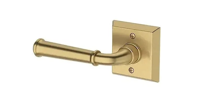 Baldwin Dunsmoor Lever with Traditional Square Rosette in Lifetime Satin Brass finish
