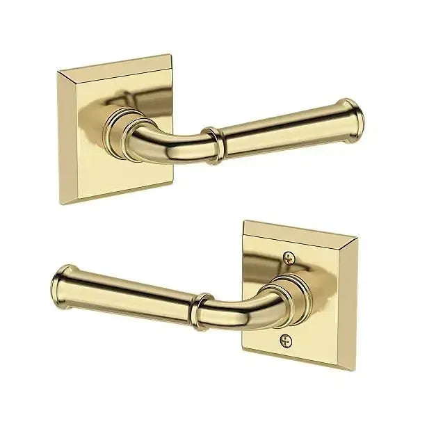 Baldwin Dunsmoor Lever with Traditional Square Rosette in Non-Lacquered Brass finish
