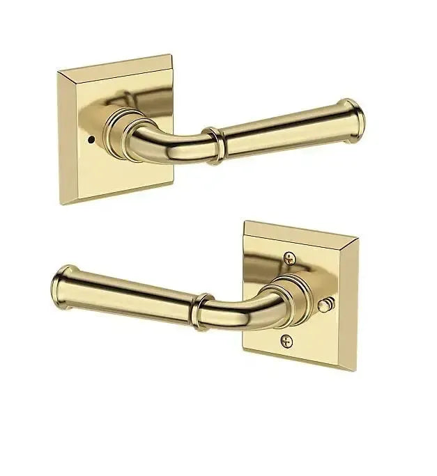 Baldwin Dunsmoor Lever with Traditional Square Rosette in Non-Lacquered Brass finish