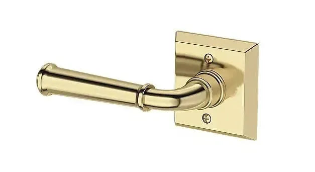 Baldwin Dunsmoor Lever with Traditional Square Rosette in Non-Lacquered Brass finish