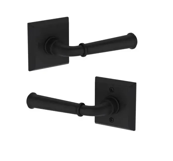 Baldwin Dunsmoor Lever with Traditional Square Rosette in Satin Black finish