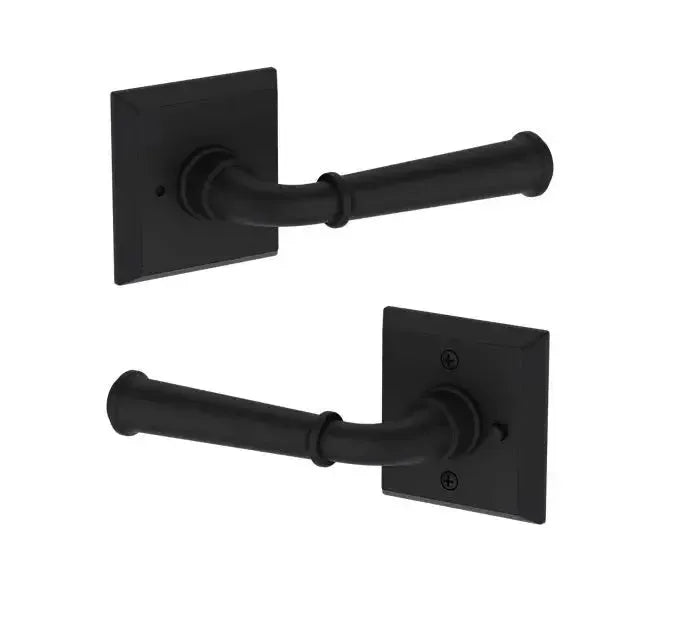 Baldwin Dunsmoor Lever with Traditional Square Rosette in Satin Black finish