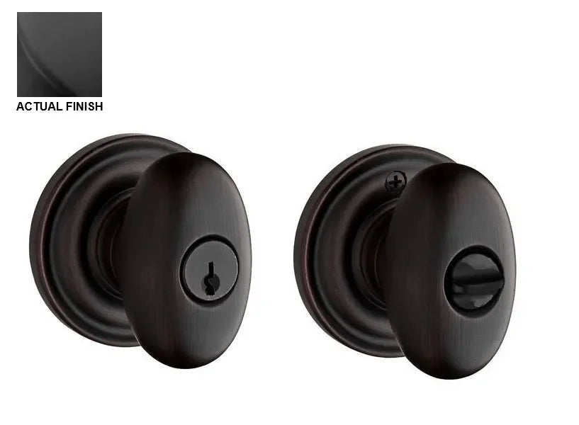 The Baldwin Reserve Ellipse Knob with Traditional Round Rosette in Satin Black finish.