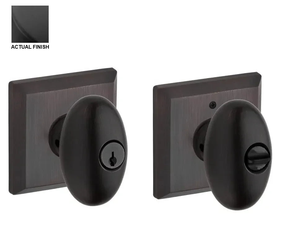 Baldwin Ellipse Knob with Traditional Square Rosette Satin Black