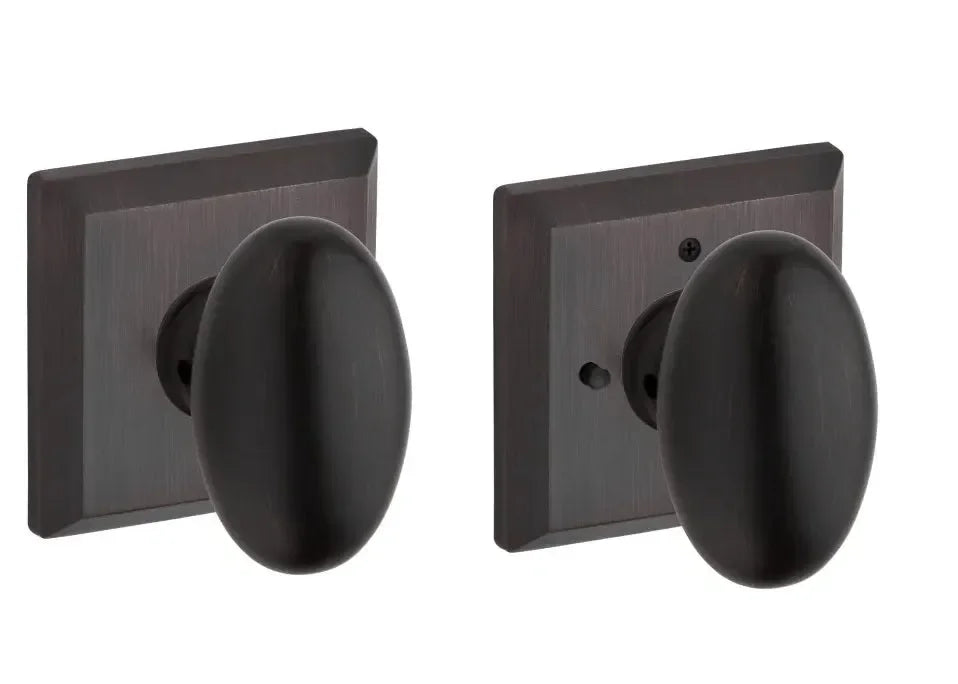 Baldwin Ellipse Knob with Traditional Square Rosette Venetian Bronze