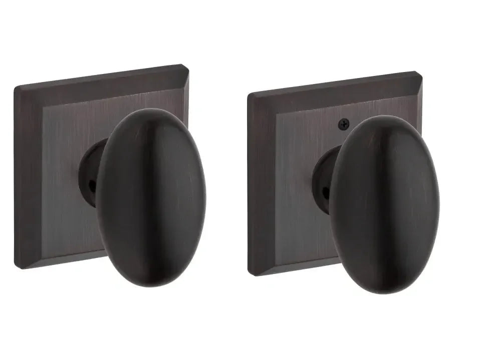 Baldwin Ellipse Knob with Traditional Square Rosette Venetian Bronze