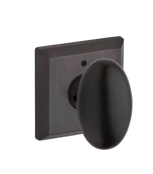 Baldwin Ellipse Knob with Traditional Square Rosette Venetian Bronze