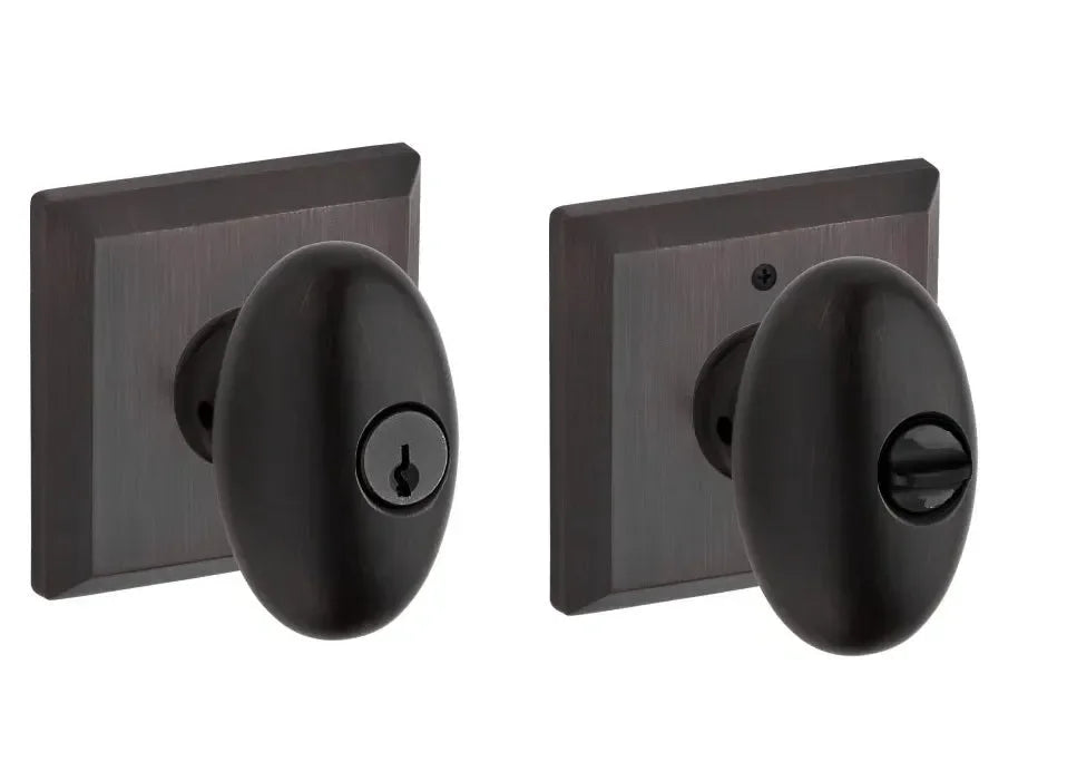 Baldwin Ellipse Knob with Traditional Square Rosette Venetian Bronze