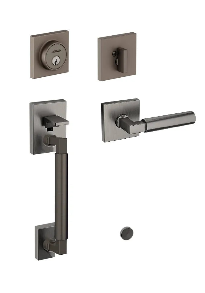 Baldwin Engineered by Level Gramercy Square Deadbolt Sectional Set with L029 Gramercy Lever in Graphite Nickel finish