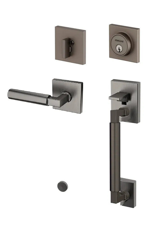 Baldwin Engineered by Level Gramercy Square Deadbolt Sectional Set with L029 Gramercy Lever in Graphite Nickel finish