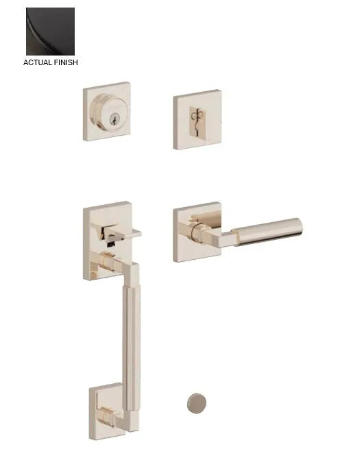 Baldwin Engineered by Level Gramercy Square Deadbolt Sectional Set with L029 Gramercy Lever in Oil Rubbed Bronze finish