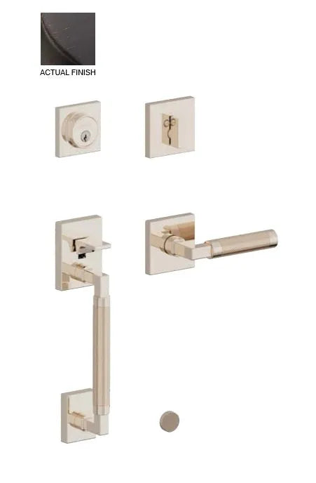Baldwin Engineered by Level Gramercy Square Deadbolt Sectional Set with L029 Gramercy Lever in Venetian Bronze finish