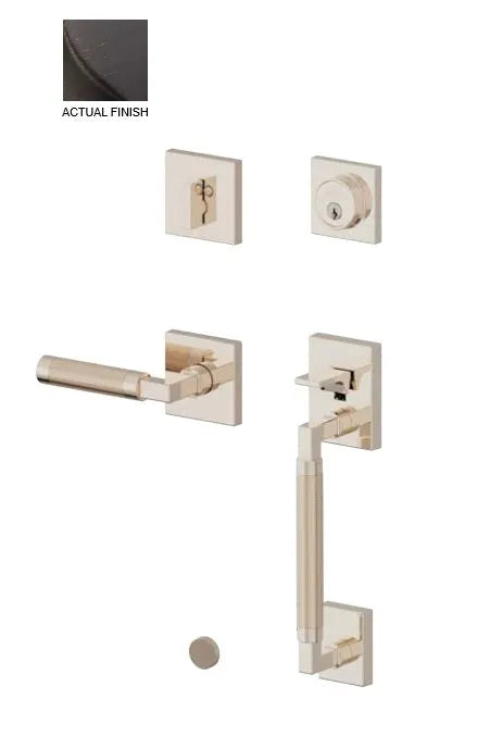 Baldwin Engineered by Level Gramercy Square Deadbolt Sectional Set with L029 Gramercy Lever in Venetian Bronze finish