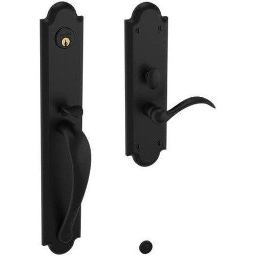 Baldwin Estate Boulder Full Escutcheon Handleset Trim with Interior Lever in Distressed Oil Rubbed Bronze finish