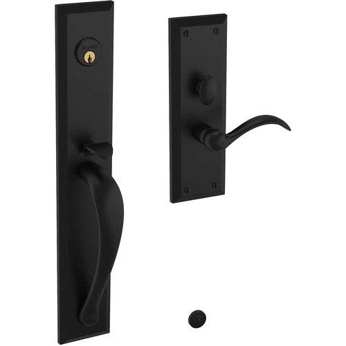 Baldwin Estate Cody Full Escutcheon Handleset Trim with Interior Lever in Distressed Oil Rubbed Bronze finish