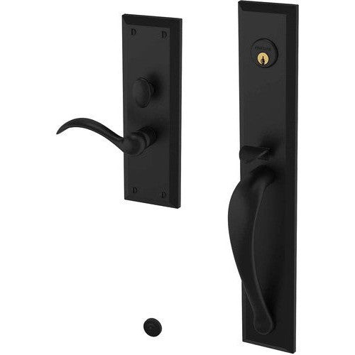 Baldwin Estate Cody Full Escutcheon Handleset Trim with Interior Lever in Distressed Oil Rubbed Bronze finish