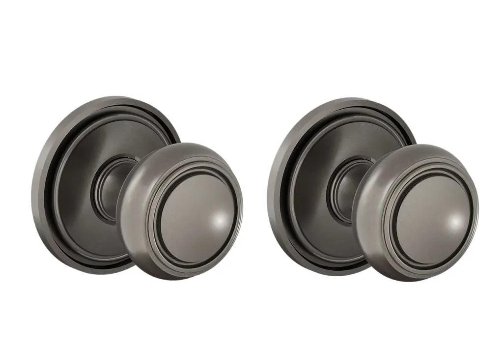 The Baldwin Estate 5087 Nashville Knob (2") with 5070 Rosette in Graphite Nickel finish.