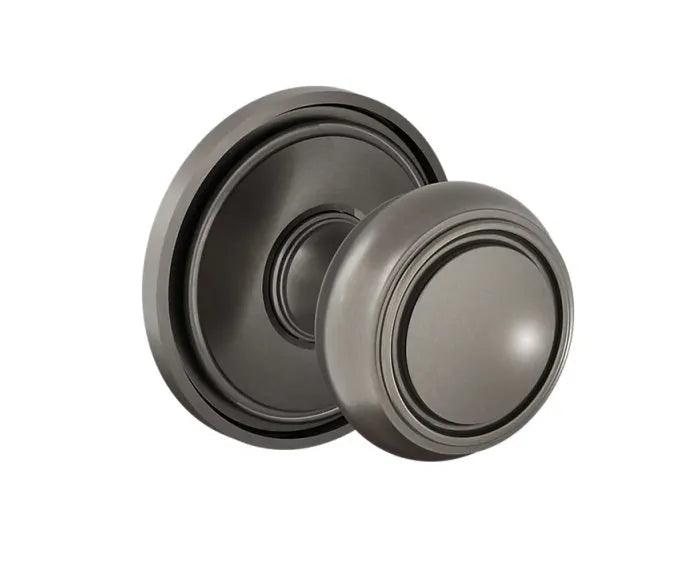 The Baldwin Estate 5087 Nashville Knob (2") with 5070 Rosette in Graphite Nickel finish.